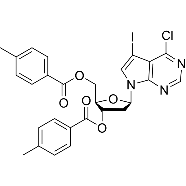 Di-O-Toluoyl-1,2-dideoxy-D-ribose-6-chloro-7-iodo-7-deazapurine Chemical Structure