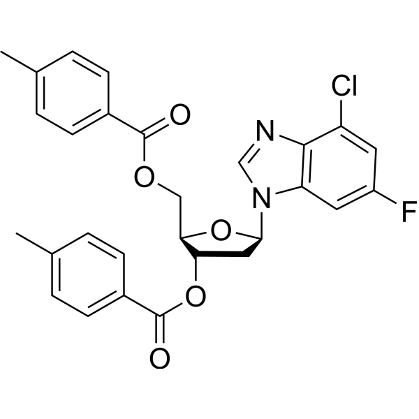 6-Chloro-2-fluoropurine-9-b-D-(3,5-bis-O-(p-toluoyl)-2-deoxy)riboside Chemical Structure