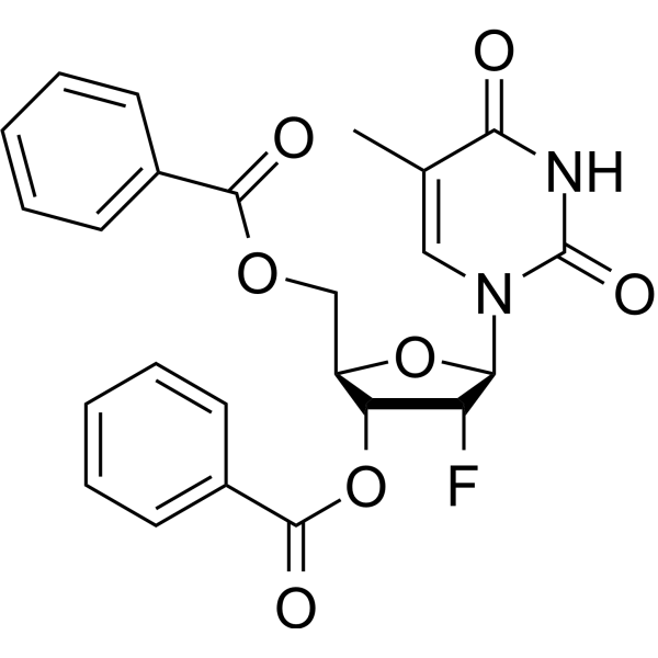 3’,5’-Di-O-benzoyl-2’-deoxy-2’-fluoro-5-methyl-β-D-arabino-uridine Chemical Structure