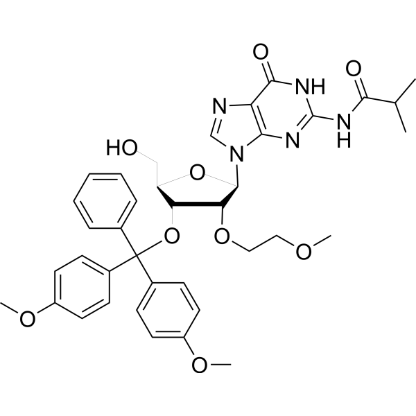 3’-O-DMT-N2-isobutyryl-2’-O-(2-methoxyethyl)guanosine Chemical Structure