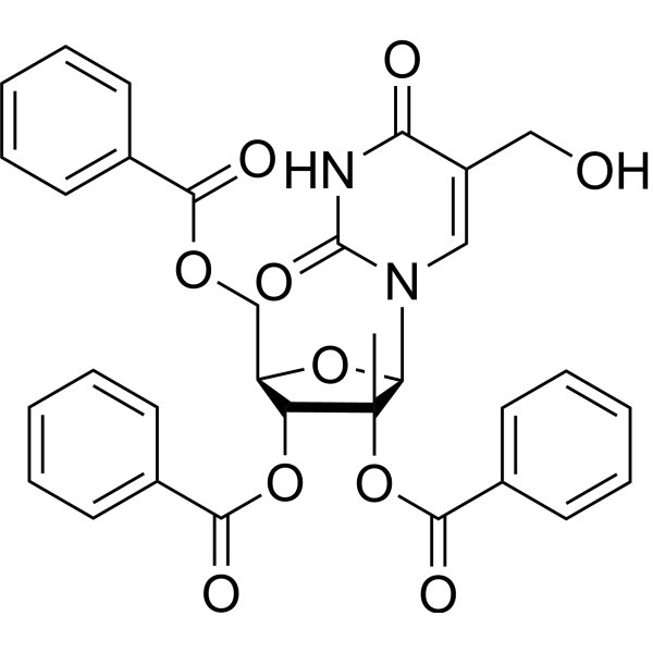 2’,3’,5’-Tri-O-benzoyl-5-hydroxymethyl-2’-β-C-methyluridine Chemical Structure