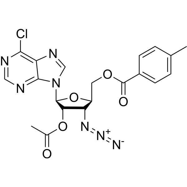 9-[2'-O-Acetyl-3'-azido-3'-deoxy-5'-O-toluoyl-b-L-ribofuranosyl)-6-chloropurine Chemical Structure