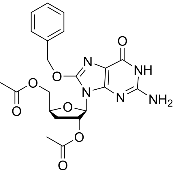 2’,3’-Di-O-acetyl-8-benzyloxy-3’-deoxy guanosine Chemical Structure