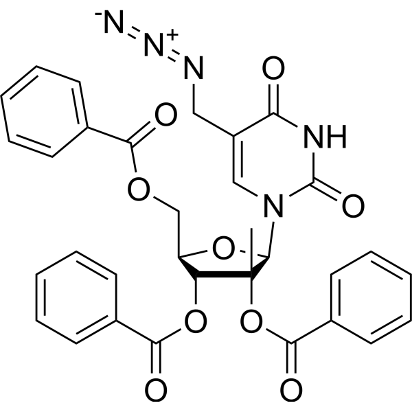 5-Azidomethyl-2’-beta-methyl-2’,3’,5’-tri-O-benzoyluridine Chemical Structure