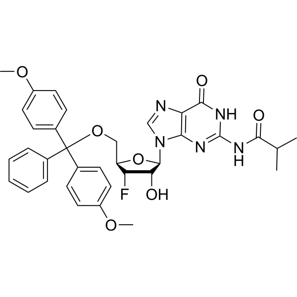 N2-iso-Butyroyl-5'-O-DMT-3'-deoxy-3'-fluoroguanosine Chemical Structure