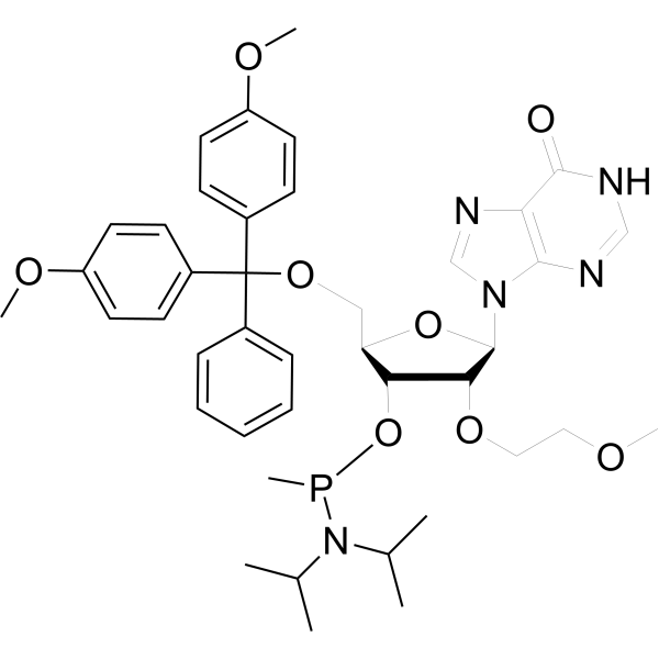 5’-O-DMTr-2’-O-MOE inosine 3’-P-methyl phosphonamidite Chemical Structure