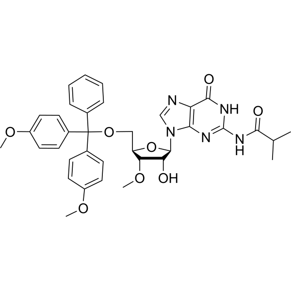 N2-iso-Butyroyl-5’-O-(4,4’-dimethoxytrityl)-3’-O-methylguanosine Chemical Structure
