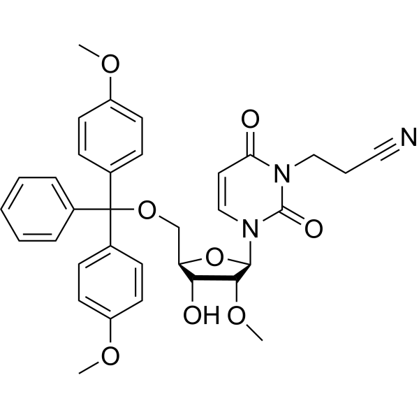 N3-Cyanoethyl-5’-O-(4,4’-dimethoxytrityl)-2’-O-methyluridine Chemical Structure