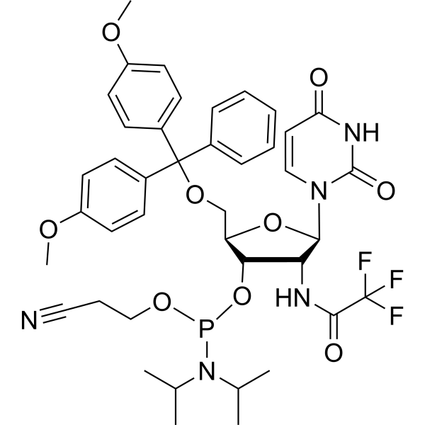 2’-Deoxy-2’-(N-trifluoroacetyl)amino-5’-O-DMTr-uridine 3’-CED phosphoramidite Chemical Structure