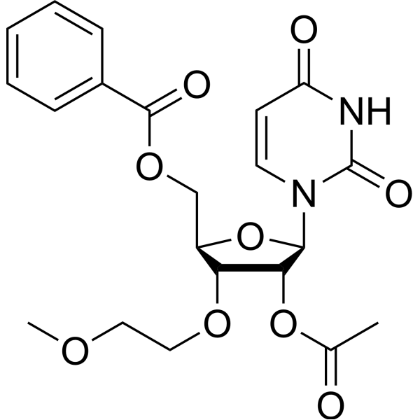 2’-O-Acetyl-5’-O-benzoyl-3’-O-(2-methoxyethyl) uridine Chemical Structure