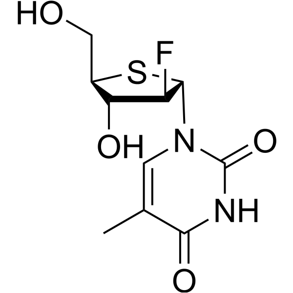2’-Deoxy-2’-fluoro-5-methyl-4’-thio-a-D-arabino uridine Chemical Structure