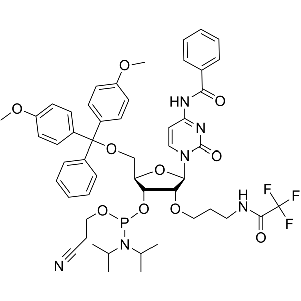 N4-Benzoyl-5'-O-DMTr-2'-O-(N3-trifluoroacetyl) aminopropyl cytidine 3'-CED phosphoramidite Chemical Structure