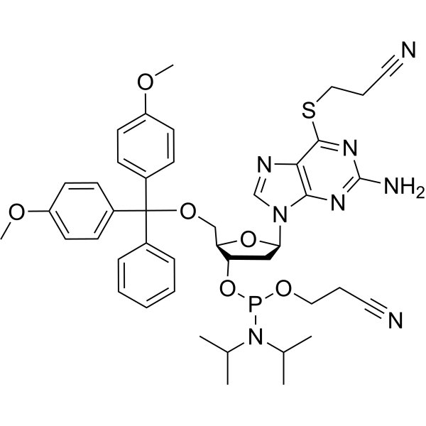 6-S-(2-Cyanoethyl)-2’-deoxy-5’-O-DMTr--6-thioguanosine 3’-CED phosphoramidite Chemical Structure