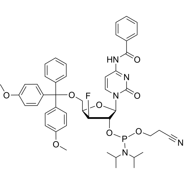 N4-Bz-5'-O-DMTr-3'-deoxy-3'-fluoro-beta-D-xylofuranosyl cytidine-2'-CED-phosphoramidite Chemical Structure