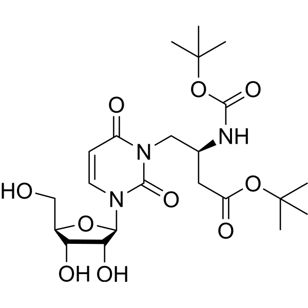 N3-(2S)-[2-(tert-Butoxycarbonyl)amino-3-(tert-butoxy carbonyl)]propyluridine Chemical Structure