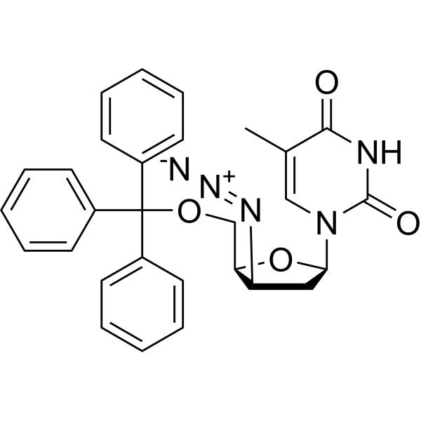 1-(3-β-Azido-2,3-dideoxy-5-O-trityl-D-threopenta-furanosyl)thymine Chemical Structure