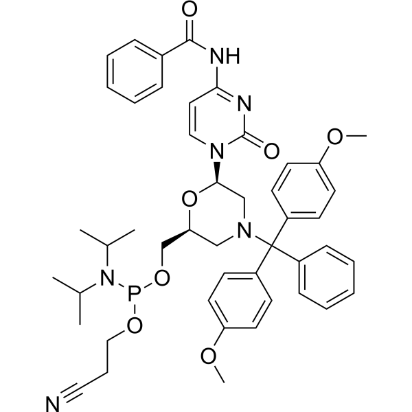 N-DMTr-N4-Benzoyl-morpholino-cytosine-5'-O-phosphoramidite Chemical Structure