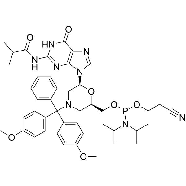 N-DMTr-N2-Isobutyryl-morpholino-G-5'-O-phosphoramidite Chemical Structure
