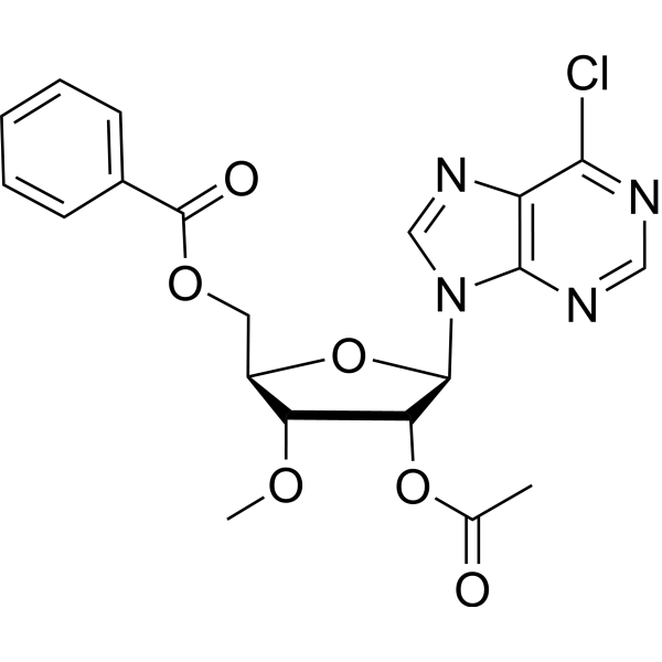 9-(2’-O-Acetyl-5’-O-benzoyl-3’-O-methyl-beta-D-ribofuranosyl)-6-chloropurine Chemical Structure