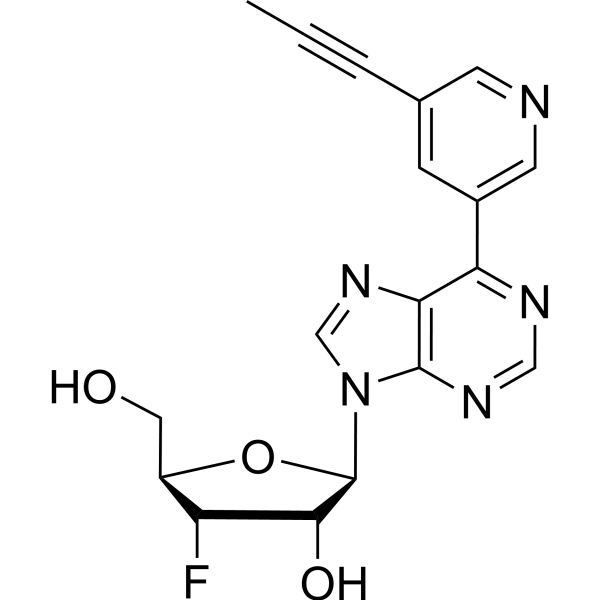 9-(3-Deoxy-3-fluoro-β-D-ribofuranosyl)-6-[5-(propyn-1-yl)pyridin-3-yl]purine Chemical Structure