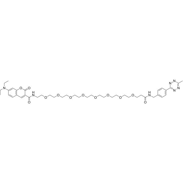 Coumarin-PEG8-tetrazine Chemical Structure