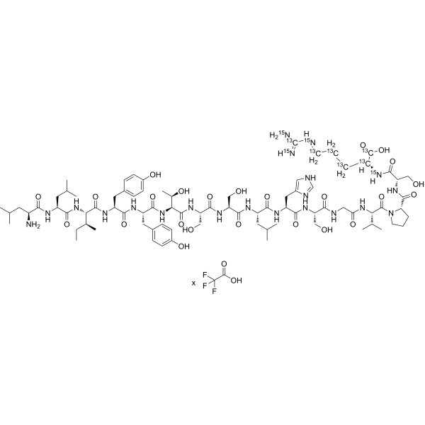 LLIYYTSSLHSGVPSR-(Arg-<sup>13</sup>C<sub>6</sub>,<sup>15</sup>N<sub>4</sub>) (TFA) Chemical Structure