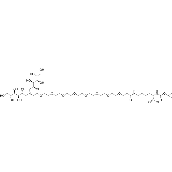 Boc-Lys-PEG8-N-bis(D-glucose) Chemical Structure