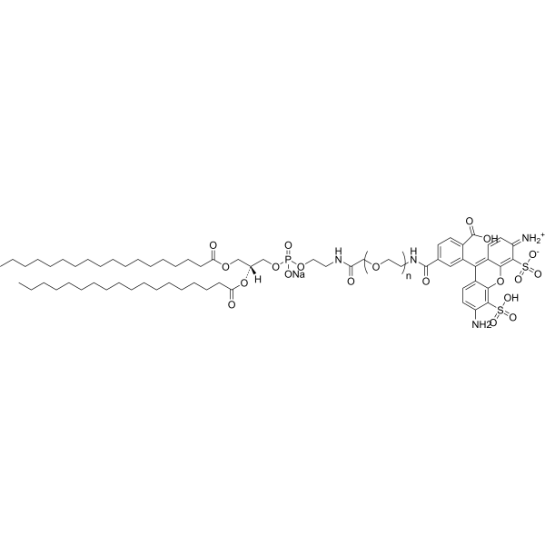 DSPE-CH2-PEG-Fluor 488,MW 2000 Chemical Structure