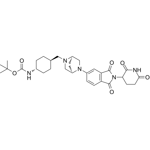 (1R,4R)-Thalidomide-2,5-diazabicyclo[2.2.1]heptane-(1R,4r)-cyclohexane-NH-Boc Chemical Structure