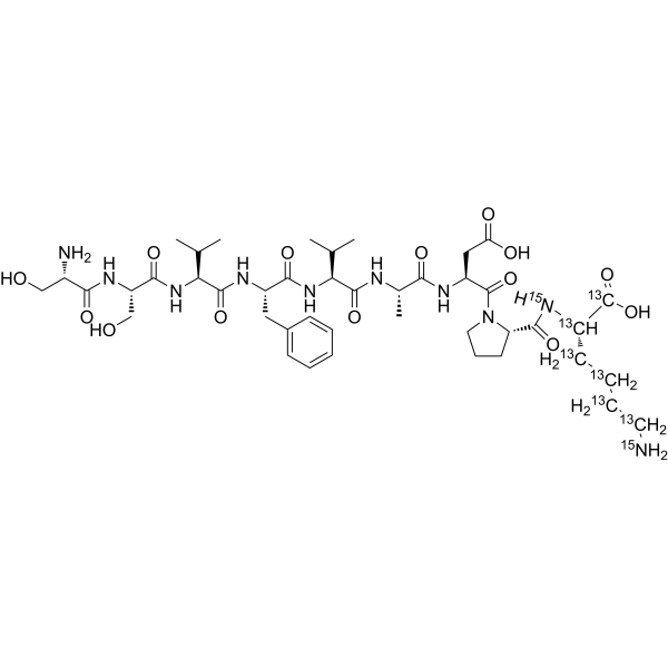 SSVFVADPK-(Lys-<sup>13</sup>C<sub>6</sub>,<sup>15</sup>N<sub>2</sub>) Chemical Structure