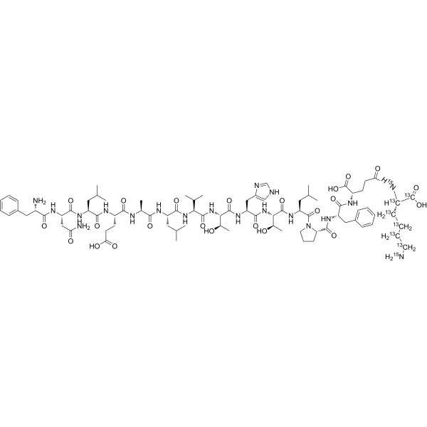 FNLEALVTHTLPFEK-(Lys-<sup>13</sup>C<sub>6</sub>,<sup>15</sup>N<sub>2</sub>) Chemical Structure