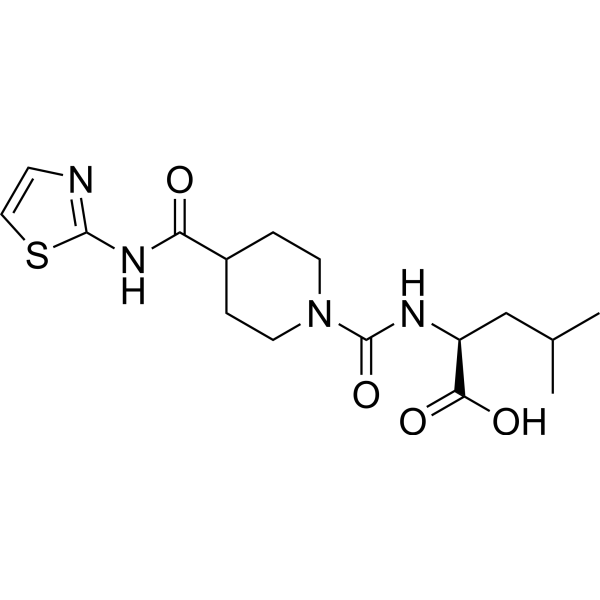 (4-(Thiazol-2-ylcarbamoyl)piperidine-1-carbonyl)-L-leucine Chemical Structure