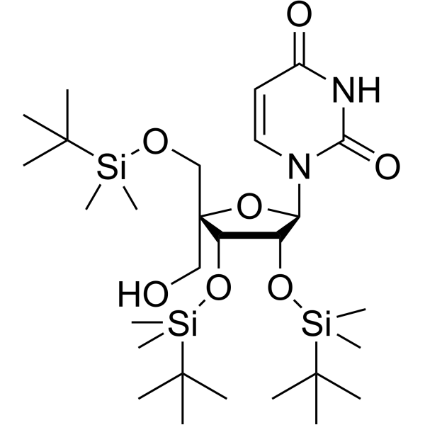 2',3',5'-Tri-O-(t-butyldimethylsilyl)-4'-C-hydroxymethyl uridine Chemical Structure