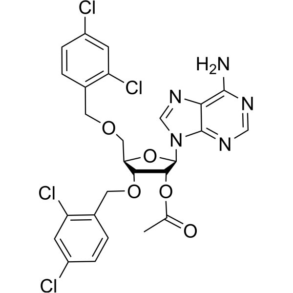 2’-O-Acetyl-3,5-bis-O-(2,4-dichlorobenzyl)adenosine Chemical Structure
