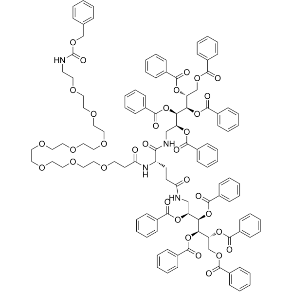 CbzNH-PEG8-amide-bis(pentayl-5OBz) Chemical Structure