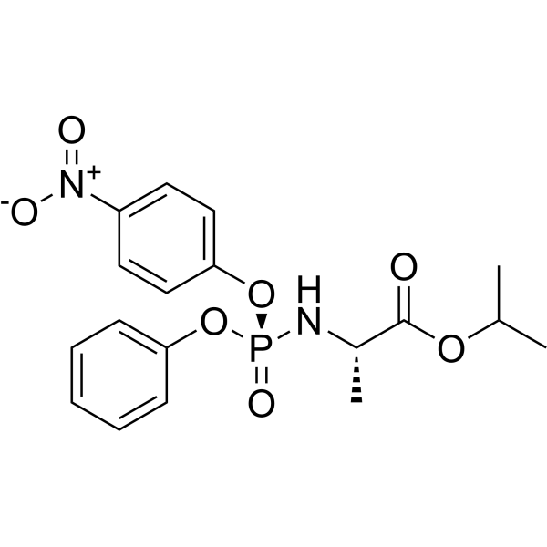L-Alanine, N-[(S)-(4-nitrophenoxy)phenoxyphosphinyl]-, 1-methylethyl ester Chemical Structure