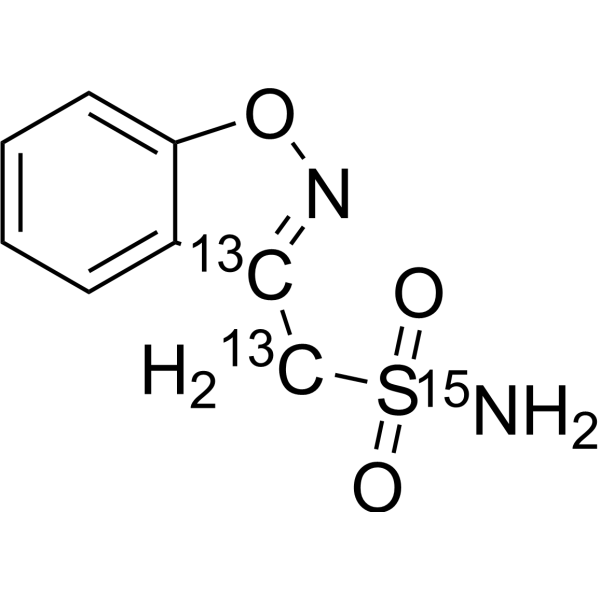 Zonisamide-<sup>13</sup>C<sub>2</sub>,<sup>15</sup>N Chemical Structure
