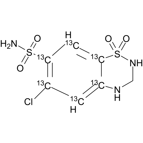 Hydrochlorothiazide-<sup>13</sup>C<sub>6</sub> Chemical Structure