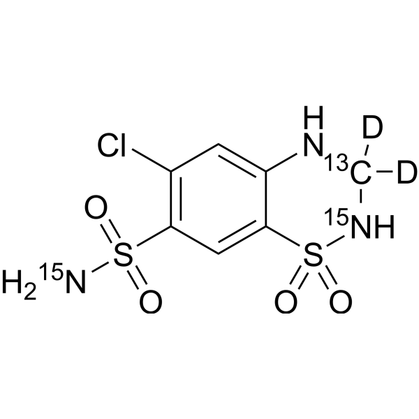 Hydrochlorothiazide-15N<em>2</em>,<em>13</em><em>C</em>,d<em>2</em>