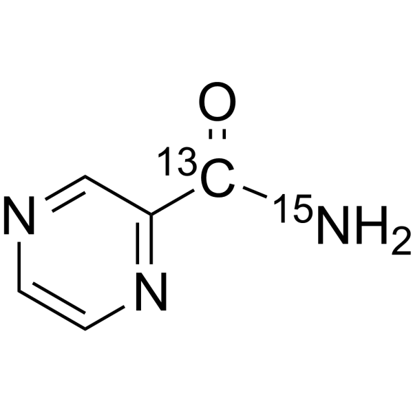 Pyrazinamide-<sup>13</sup>C,<sup>15</sup>N Chemical Structure