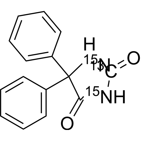 Phenytoin-<sup>15</sup>N<sub>2</sub>,<sup>13</sup>C Chemical Structure