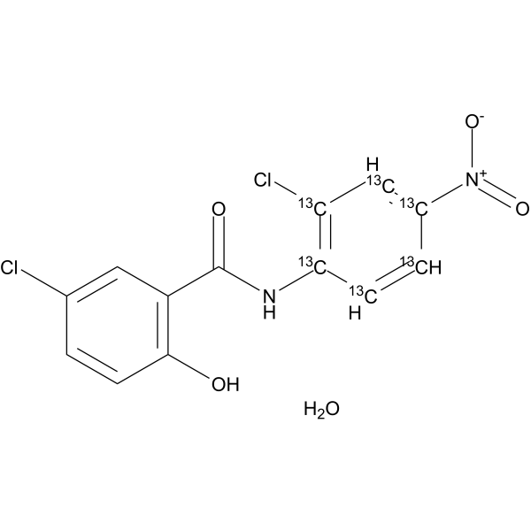 Niclosamide-<sup>13</sup>C<sub>6</sub> monohydrate Chemical Structure