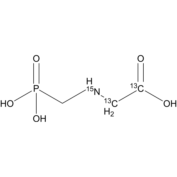 Glyphosate-<sup>13</sup>C<sub>2</sub>,<sup>15</sup>N Chemical Structure