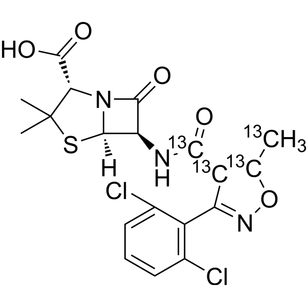 Dicloxacillin-<sup>13</sup>C<sub>4</sub> Chemical Structure