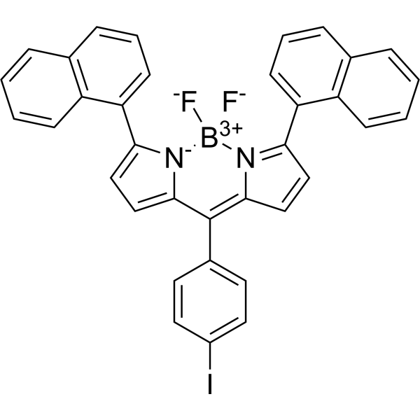 4,4-Difluoro-8-(4'-iodophenyl)-1,7-bis-(1'-napthyl)-4-bora-3<em>alpha</em>,4<em>alpha</em>-diaza-s-indacene