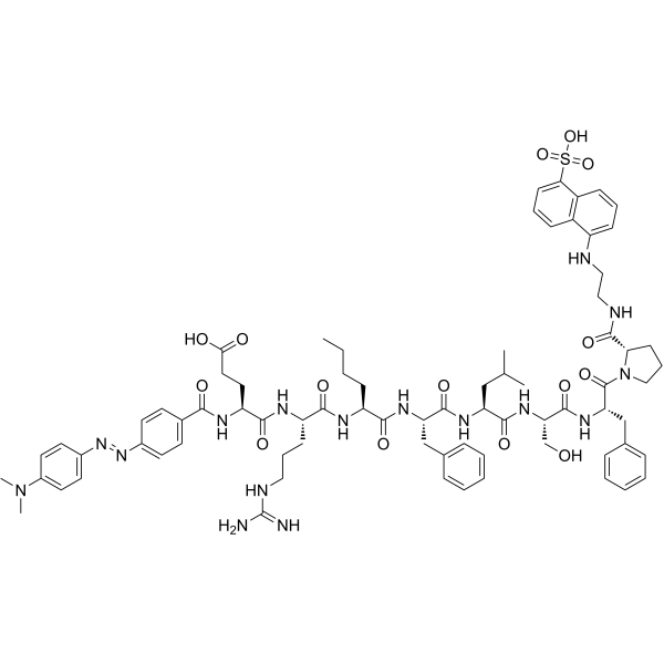 DABCYL-Glu-Arg-Nle-Phe-Leu-Ser-Phe-Pro-EDANS Chemical Structure