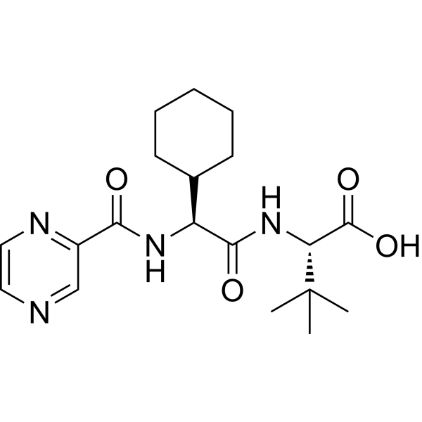 (S)-2-((S)-2-Cyclohexyl-2-(pyrazine-2-carboxamido)acetamido)-3,3-dimethylbutanoic acid Chemical Structure