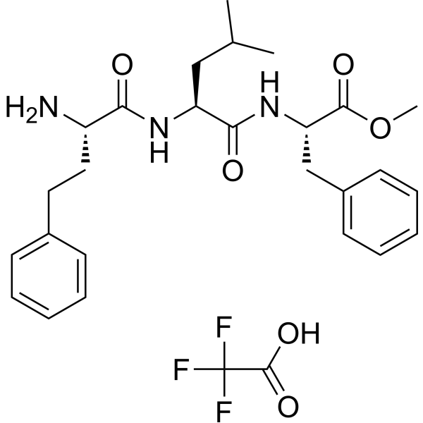 (S)-Methyl 2-((S)-2-((S)-2-amino-4-phenylbutanamido)-4-methylpentanamido)-3-phenylpropanoate 2,2,2-trifluoroacetate Chemical Structure