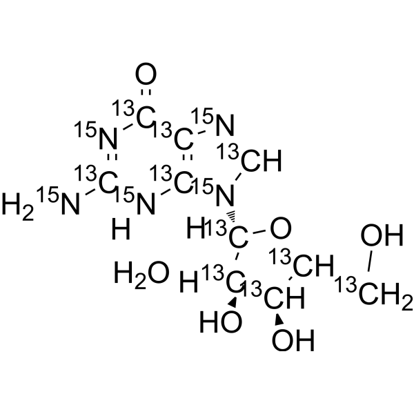 Guanosine-<sup>13</sup>C<sub>10</sub>,<sup>15</sup>N<sub>5</sub> hydrate Chemical Structure