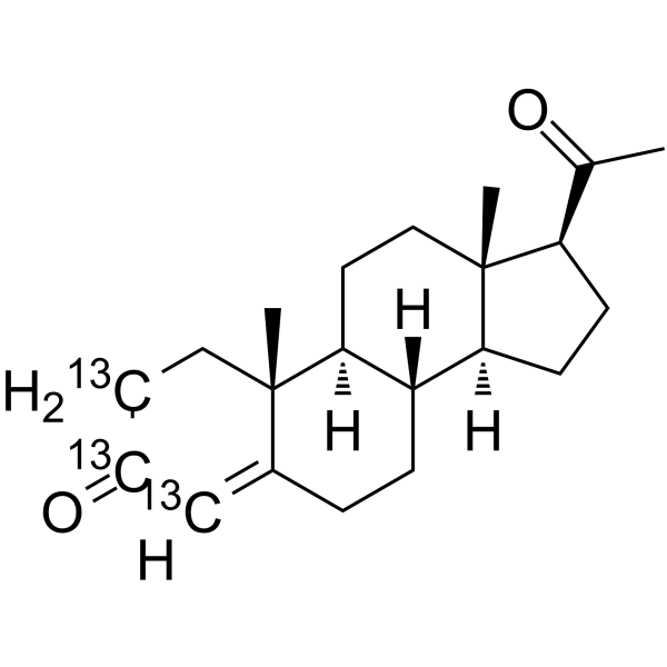 Progesterone-<sup>13</sup>C<sub>3</sub> Chemical Structure